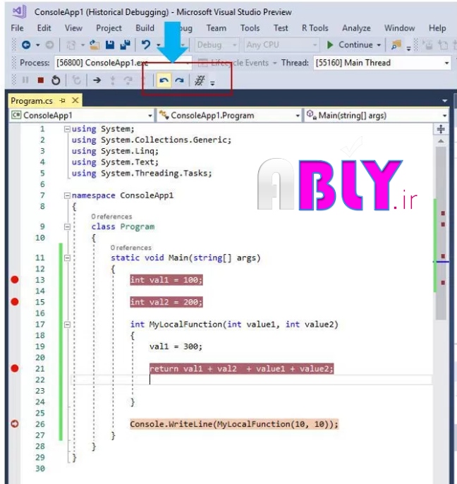 IntelliTrace in Visual Studio